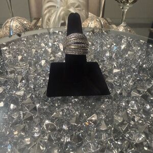 Crystal Pave Wrap Statement Ring Size 8 Silver Tone Fashion Jewelry